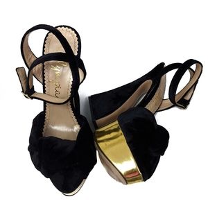 Charlotte Olympia Vreeland Velvet Sandals 6.5